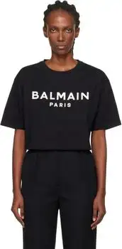 Balmain | Black 'Balmain Paris' Print T-shirt