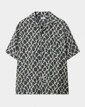 Burberry | Men
s Silk Rope-Patterned Camp Shirt