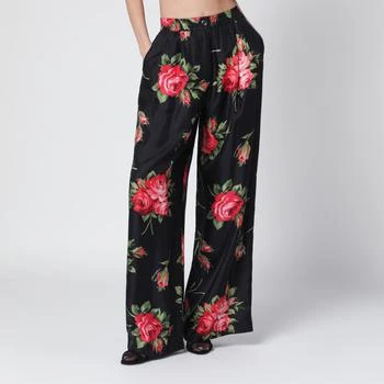 Dolce & Gabbana | Wide twill trousers with rose bouquet print