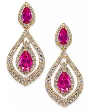 Macy's | Ruby (1-1/2 ct. t.w.) & Diamond (3/4 ct. t.w.) Drop Earrings in 14k Gold (Also available in Emerald)