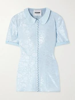 Jil Sander | Claudine Voile-trimmed Satin-jacquard Shirt - Light blue