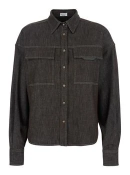 Brunello Cucinelli | Brunello Cucinelli Long Sleeved Curved Hem Shirt