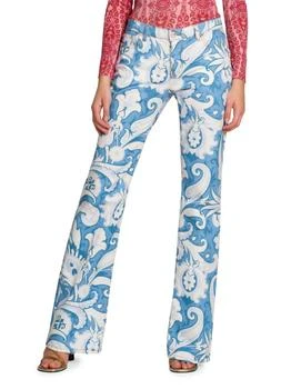 ETRO | Printed Denim Straight-Leg Jeans In Blue Multi
