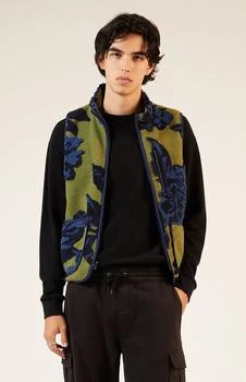 Olive Sherpa Print Vest