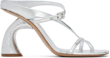 Dries Van Noten | Silver Strappy Sculptural Heeled Sandals