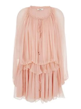 Chloé | Chloé Sheer Detailed Ruffled Cape Dress