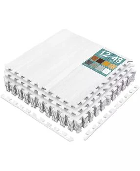 Sorbus 12 Tiles 48 Sq ft Wood Grain Interlocking Floor Foam Tile Mats - for Home, Playroom, Basement, Trade Show