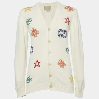 Gucci | Gucci Cream Intarsia Cotton Knit Cardigan XL
