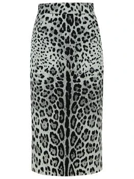 Dolce & Gabbana | Dolce & Gabbana Leopard Printed Charmeuse Midi Pencil Skirt