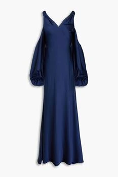 Binnie cold-shoulder ruched satin gown