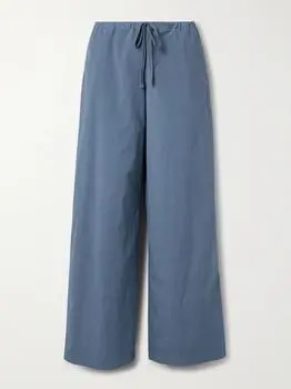 SKIMS Cotton-blend Poplin Wide-leg Pants - Harbor idnight blue