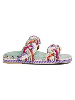 Valentino | 30MM Rockstud Rope Platform Slides