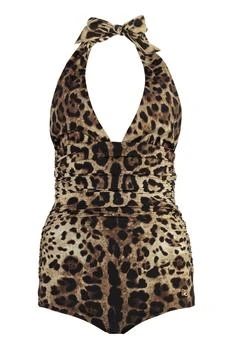 Dolce & Gabbana | Dolce & Gabbana Leopard-Printed V-Neck Swimsuit