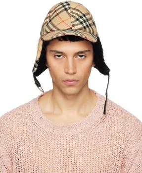 Burberry | Beige Check Wool Trapper Cap