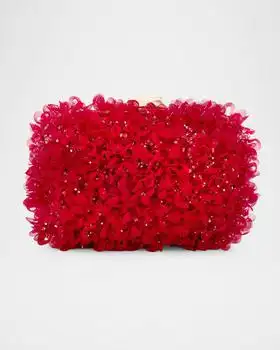 Jimmy Choo | Cloud Beaded Petal Ruffle Clutch Bag