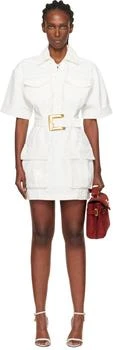 Balmain | White Lace-Up Canvas Minidress