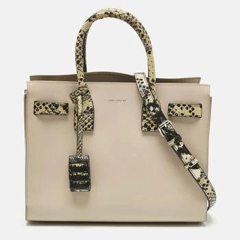 Yves Saint Laurent | Saint Laurent Beige/Black Leather and Snakeskin Embossed Baby Classic Sac De Jour Tote