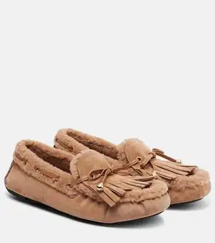 Jimmy Choo | Manon F shearling-lined suede boat shoes