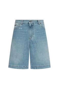 Dolce
Gabbana | Dolce
Gabbana Logo Plaque Distressed Denim Shorts