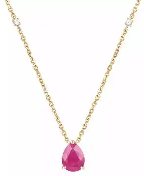Macy's | Emerald (1 ct. t.w.) & Diamond (1/20 ct. t.w.) 17" Pendant Necklace in 14k Gold (Also in Ruby and Sapphire)