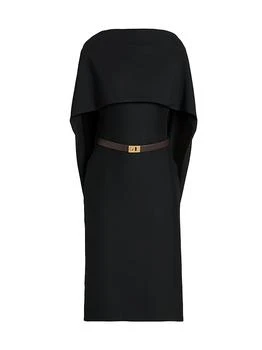 Salvatore Ferragamo | Capelette Belted Midi-Dress