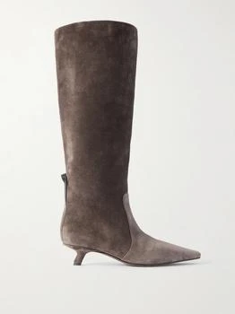 Brunello Cucinelli | Scarpe Bead-embellished Suede Knee Boots - Dark gray - IT40