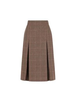 Yves Saint Laurent | Saint Laurent Checked Midi Skirt