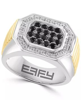 Effy | Men
s Diamond (1/3 ct. t.w.) and Black Spinel (3/4 ct. t.w.) Ring in 18K gold over Sterling Silver