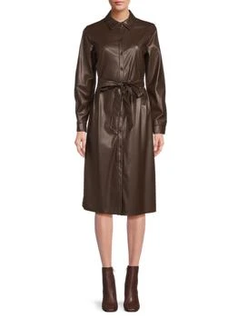 Faux Leather Shirtdress