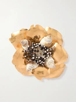 Valentino | Jardin Aquatique Embellished Gold-tone Brooch - Brass