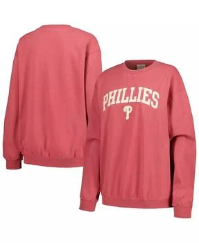 Women's Red Philadelphia Phillies Pigment Dye Pullover Sweatshirt
