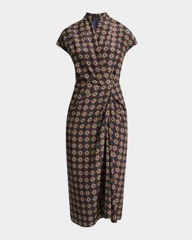 Dries Van Noten | Dilian Geo-Print Draped Wrap Midi Dress