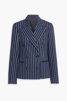 Brunello Cucinelli | Double-breasted striped cotton and silk-blend blazer