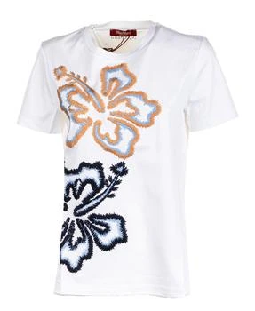 Max Mara Studio Ring Floral Embroidered Crewneck T-Shirt