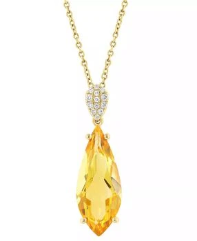 Effy | EFFY® Citrine (4-1/3 ct. t.w.) & Diamond (1/20 ct. t.w.) Pendant Necklace in 14k Yellow Gold, 17" + 1" extender