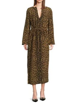 Valentino | Leopard Print Silk Midi-Dress