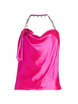 Satin Crystal-Embellished Halter Top