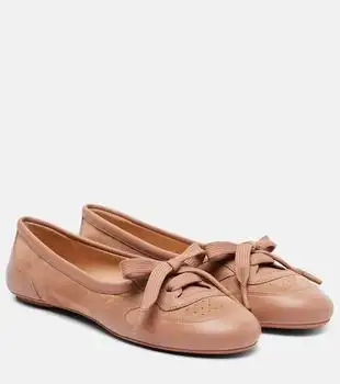 Gianvito Rossi | Vault leather-trimmed suede ballet flats