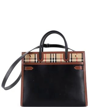 Burberry | Title Two Handle Tote Leather with Vintage Check Canvas Medium