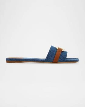 Salvatore Ferragamo | Leah Gancini Bit Denim Slide Sandals