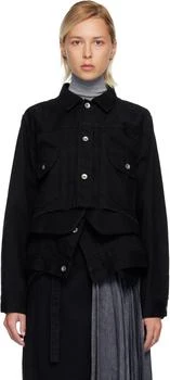 Sacai | Black Denim & Wool Melton Jacket