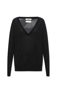 Jil Sander | Jil Sander Long Sleeved V-Neck Knitted Top