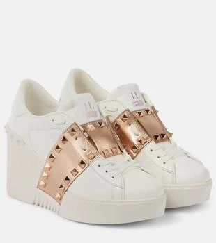 Valentino | Open Disco leather wedge sneakers