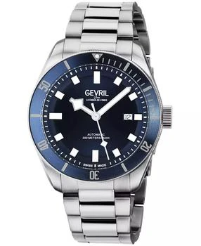 Gevril | Men's Yorkville Silver-Tone Stainless Steel Swiss Automatic Bracelet Watch 43mm