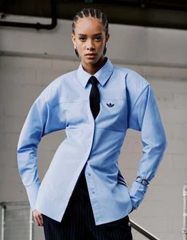 adidas Originals x ASOS cinched shirt with shoulder pads in blue