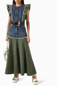 Chloé | Chloe - Denim Cap Ruffled Sleeve Dress