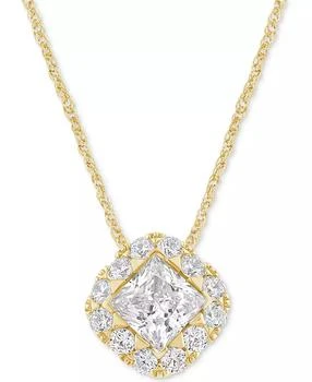 Macy's | Diamond Princess Halo 18" Pendant Necklace (3/4 ct. t.w.) in 14k Gold
