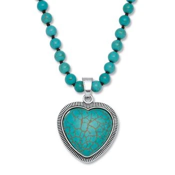 Palm Beach Jewelry Genuine Turquoise Antiqued Silvertone Heart Pendant Necklace, 34 inches