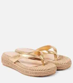 Gianvito Rossi | Tahiti woven metallic leather thong sandals