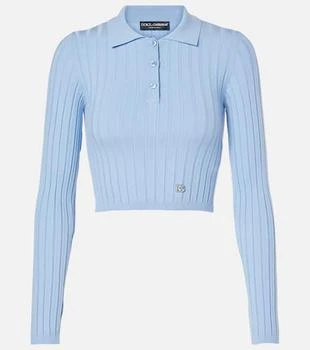 Dolce 
Gabbana | Ribbed-knit cropped polo sweater